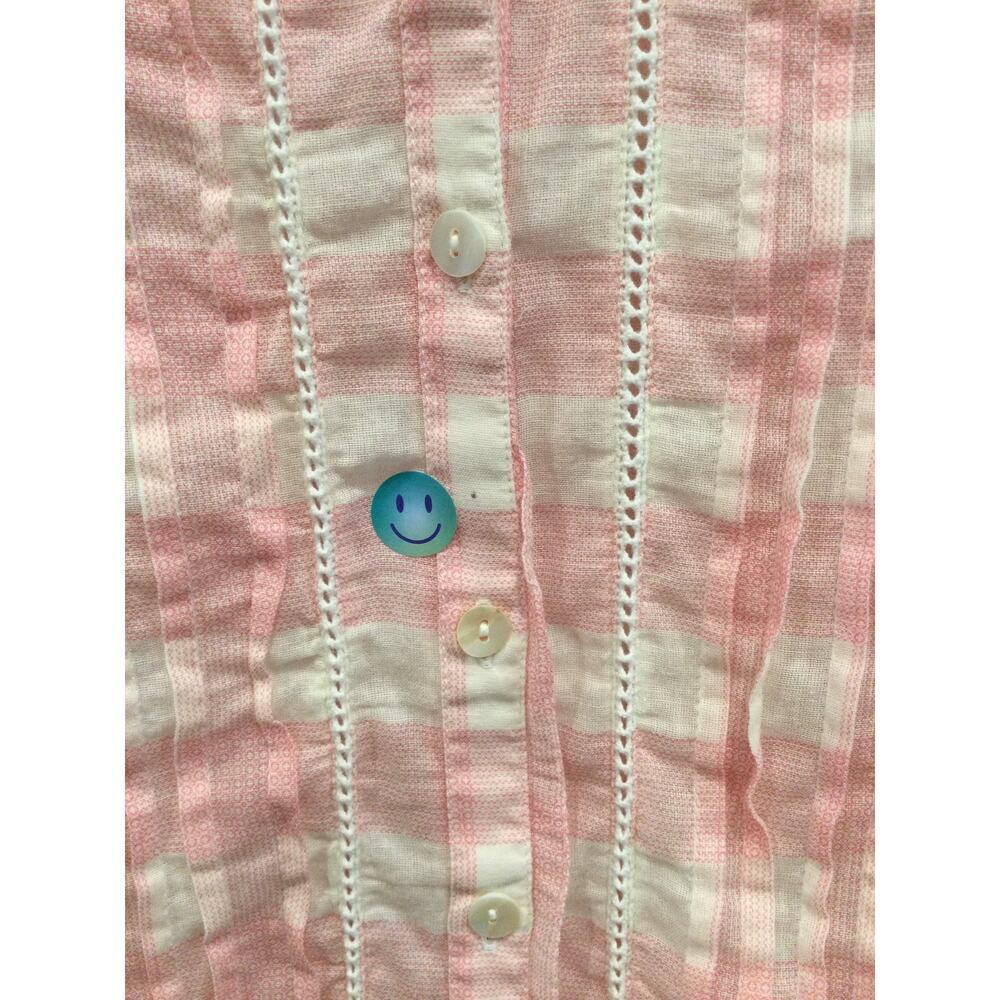 Sundance Risette Top Womens XS Pink Plaid Gingham 3/4 Sleeve Blouse Cottagecore - Picture 10 of 10